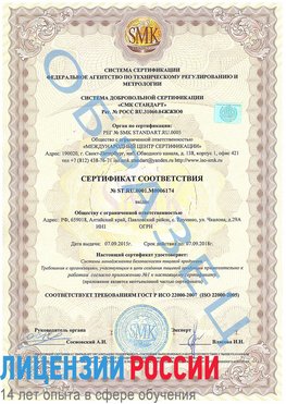 Образец сертификата соответствия Одинцово Сертификат ISO 22000
